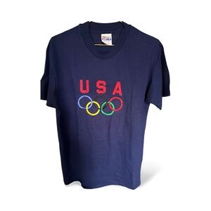 Hanes Beefy Atlanta Summer 1990’s Navy Blue USA Olympic Tee NWOT Sz M
